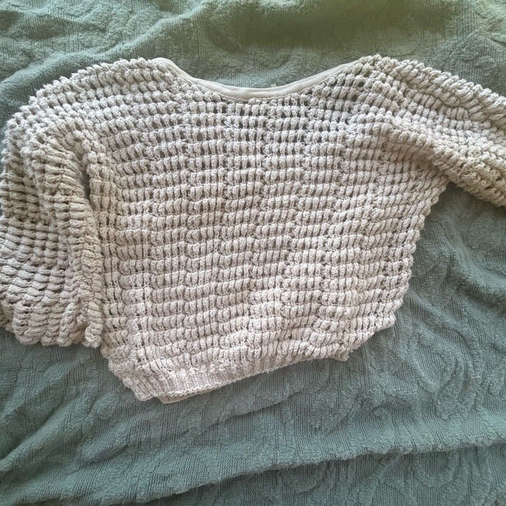 Free People Slouchy Chunky Knit Sweater Cream Oversized Boho XS - Picture 4 of 4